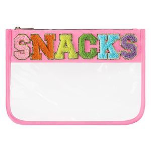 Snack Bag For Travel,chenille Letter Clear Zipper Pouch,nylon Clear Cosmetic🦈